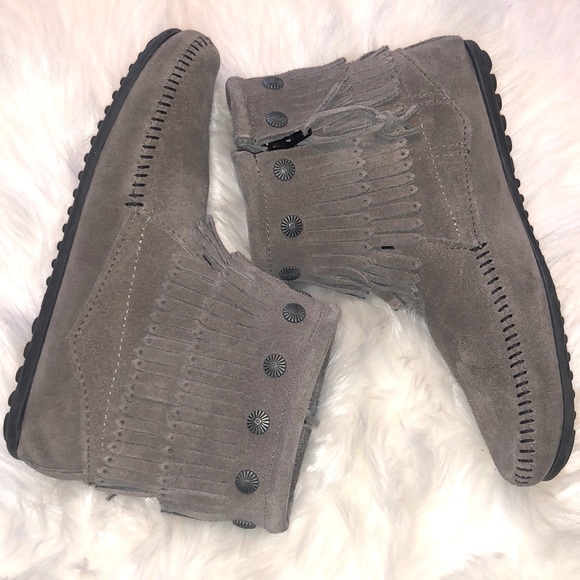 Minnetonka Shoes - MINNETONKA ~ DOUBLE FRINGE SIDE ZIP MOCCASINS